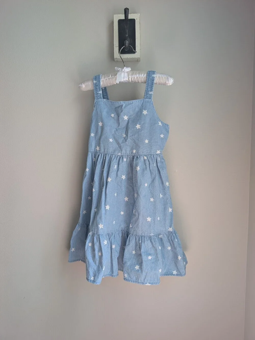 Matching Sister Dresses 12 M and 5T Flowy Chambray Denim Star Dress